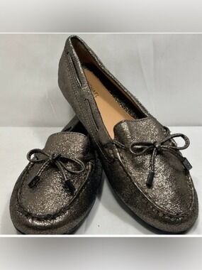 Michael Kors Women's Shimmering gold Black slip on metallic  Loafers size 7